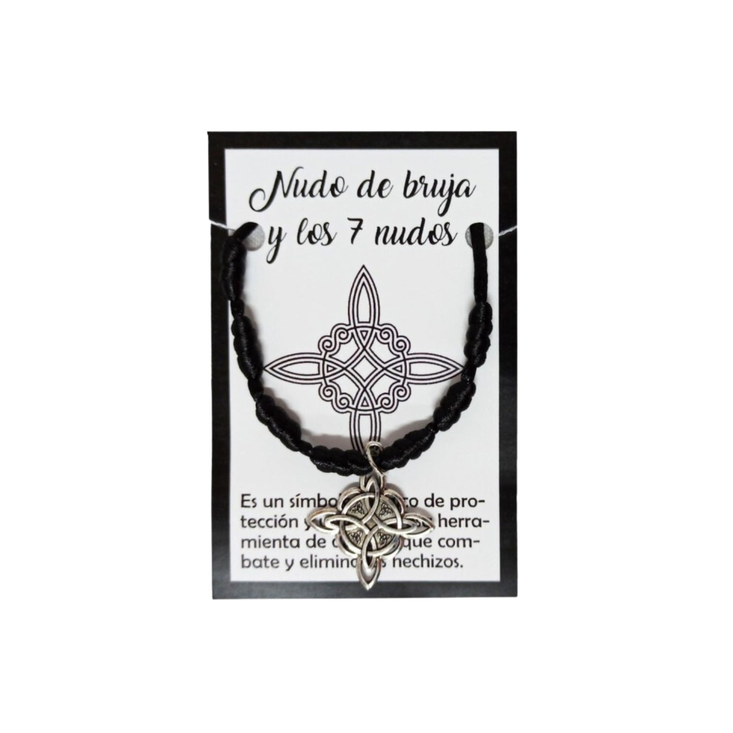 Pulsera negra Nudo de Bruja y los 7 nudos