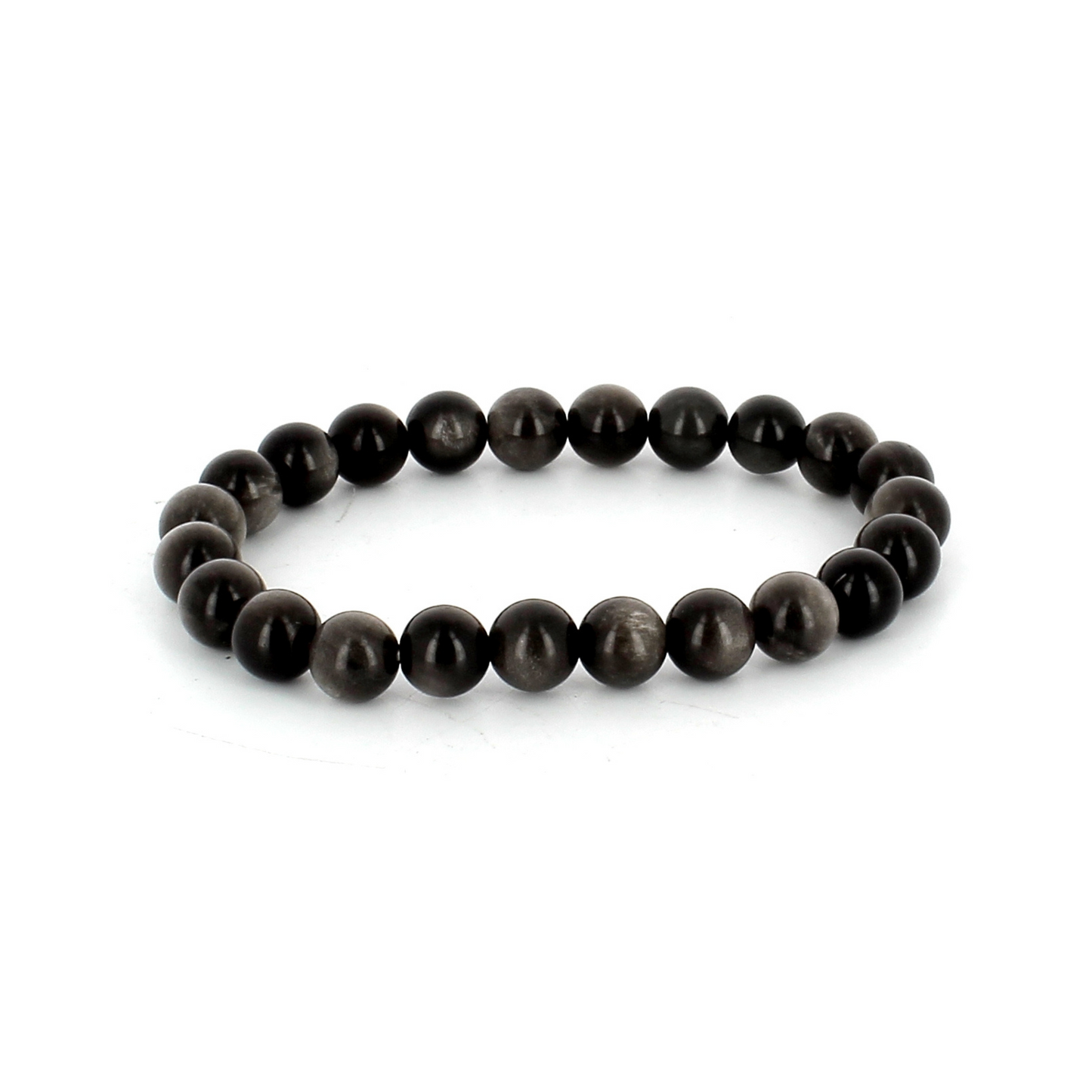 Pulsera de Obsidiana Plateada en esfera (8mm)