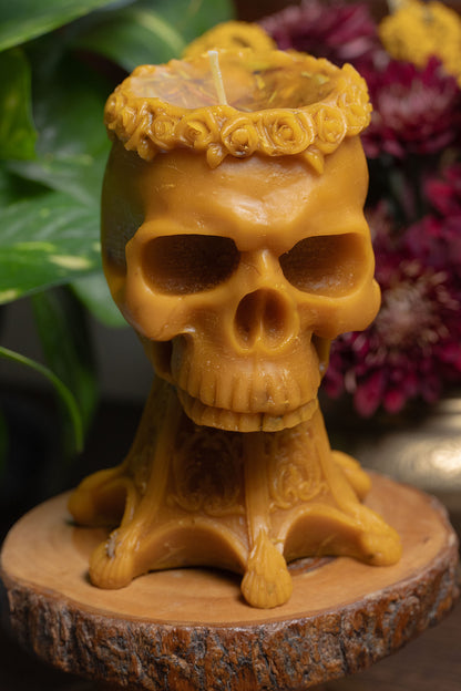 Vela Calavera pedestal de miel