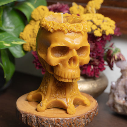 Vela Calavera pedestal de miel