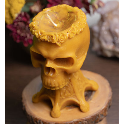 Vela Calavera pedestal de miel